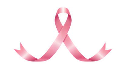 Pink breast cancer awareness ribbon isolated on transparent background