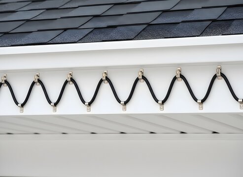 Roof Heating Cables Symbolizing Winter Maintenance, Roofing, Snow Prevention