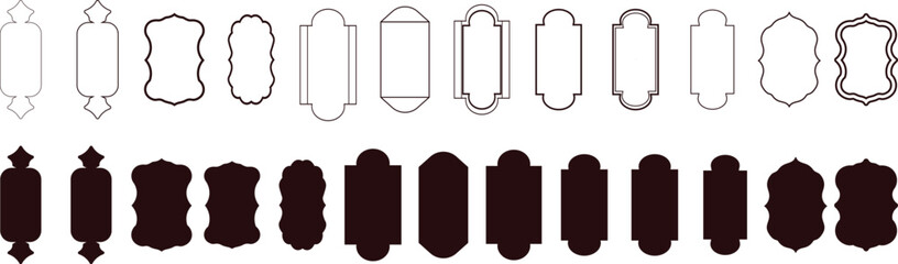 Muslim shape with black set vector islamic door and window Arabian muslim shape arch Ramadan kareem silhouette icon Design element Flat vector illustration