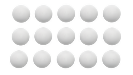 Collection of 16 white eggs isolated on transparent background