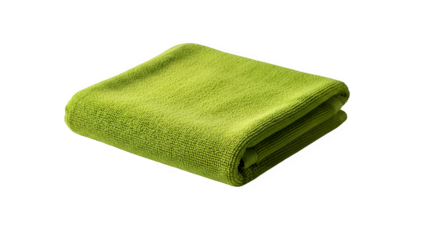 A folded green towel isolated on transparent background