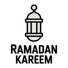Ramadan Kareem Illustration: Simple elegant design of lantern with typography, celebrating the spirit of Ramadan. 
