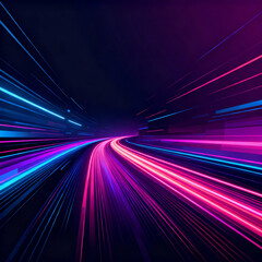 Fototapeta premium Neon Speed Trails in a Futuristic Cyber City 