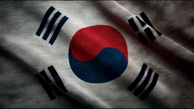 A surging South Korea national standard capturing the spirit of identity, progress, and forward movement.