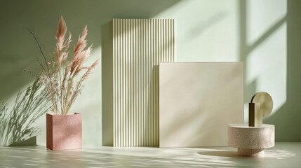 Soft Pastel Composition with Decorative Elements and Natural Light