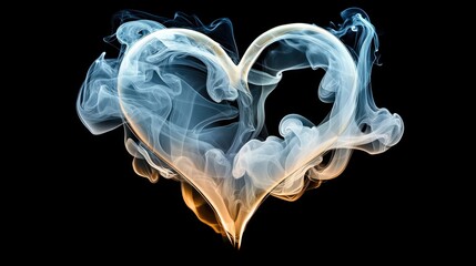 Heart Shape Smoke Art in Vibrant Colors on Black Background