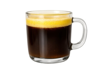 Espresso coffee with rich crema in glass mug