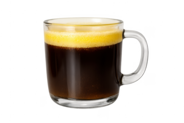 Espresso coffee with rich crema in glass mug