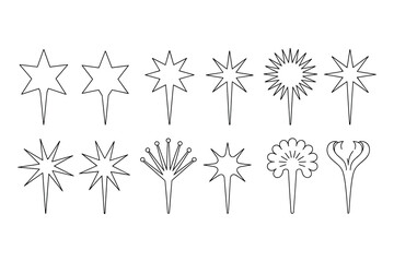 Obraz premium Collection of star and flower shapes isolated on white background, Vector