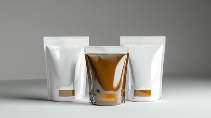 Three Modern Stand-Up Pouches for Food Packaging Display