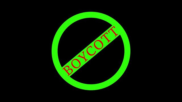 Green boycott button on a black background