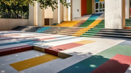 Vibrant Steps and Colorful Surroundings of Modern Architecture