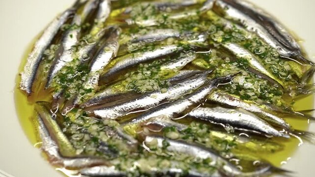Anchovies Marinated in Vinegar (Boquerones en Vinagre), Spanish tapas	
