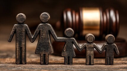 Child advocacy ensuring legal representation for family protection and justice with gavel in background symbolizing law and order