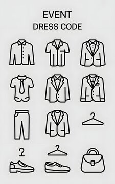 Event dress code icons for formal and business attire