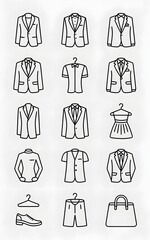 Variety of business and casual clothing items for fashion design