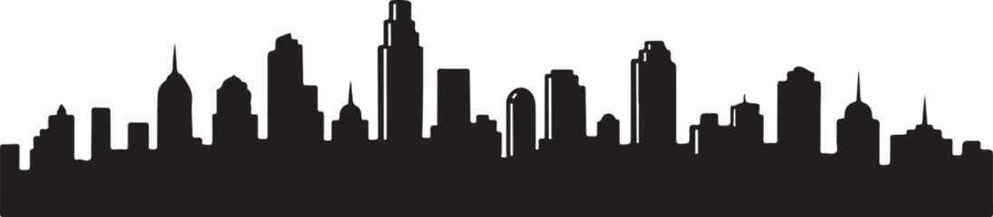 Fototapeta premium City Skyline Silhouette at Dusk Urban Landscape View