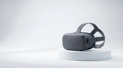 Modern virtual reality headset isolated on a clean white background with professional studio lighting.