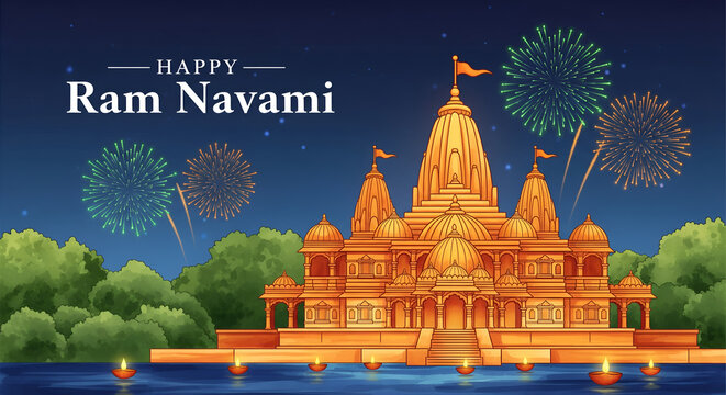 Ram navami celebration background in watercolor style.