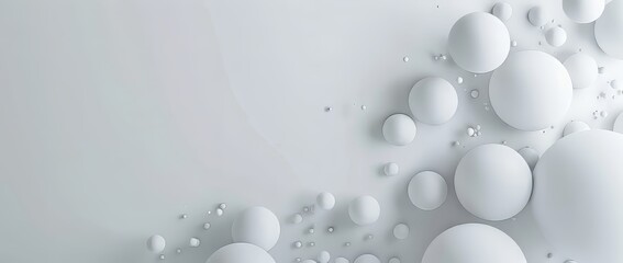 Abstract arrangement of white spheres on a light background forming a simple design