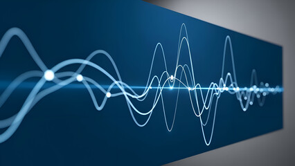 GlowingBlueWaveformNetworkWithBrightConnectionNodes