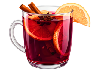 Warm spiced apple cider in a mug isolated on transparent background