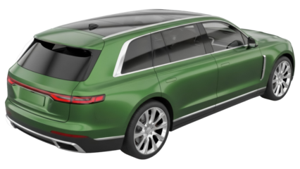Green station wagon car isolated PNG, modern vehicle design for transportation and automotive industry on transparent background