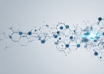 Abstract digital network structure with connected geometric shapes background