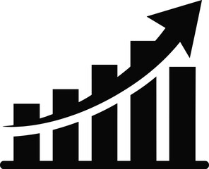 Business Growth Chart Icon Featuring Rising Bar Graph with Upward Arrow, Success, Profit and Financial Performance Concept for Analytics and Marketing Vector