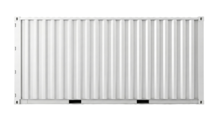 White Shipping Container Isolated on White Background - Cargo Transport, Storage