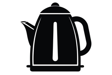 Fototapeta premium Contemporary Electric Kettle Vector Silhouette, Isolated Black and White Kitchen Appliance Symbol for Hot Drinks and Home Use