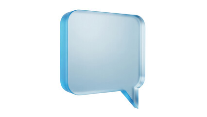 Light blue speech bubble PNG isolated on transparent background, 3D rendering message icon for communication and social media use