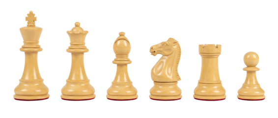 Classic Chess Pieces Set: King, Queen, Bishop, Knight, Rook, Pawn - Isolated