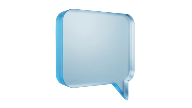Light blue speech bubble PNG isolated on transparent background, 3D rendering message icon for communication and social media use - Powered by Adobe