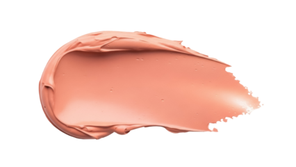 Peach-colored cosmetic cream smear isolated PNG, makeup swatch on transparent background for beauty and skincare product mockups