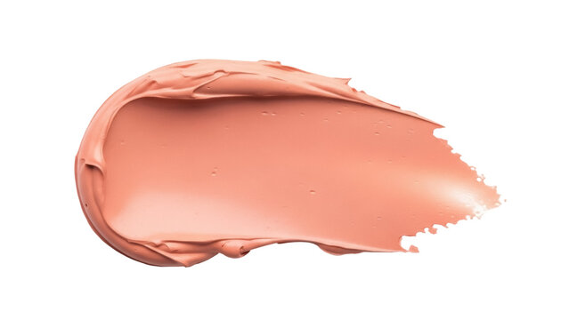 Peach-colored cosmetic cream smear isolated PNG, makeup swatch on transparent background for beauty and skincare product mockups