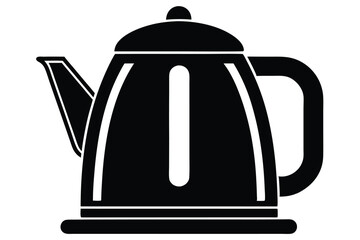 Fototapeta premium High-Quality Electric Kettle Outline, Monochromatic Black and White Vector Graphic for Beverage Preparation and Daily Rituals
