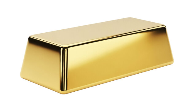 Shiny gold bar isolated PNG on transparent background, precious metal bullion for wealth and investment concepts