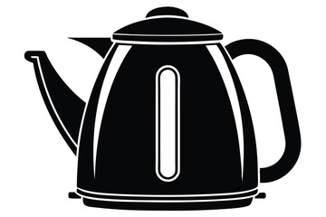 Obraz premium Modern Electric Kettle Black and White Silhouette Icon on White Background for Home Kitchen