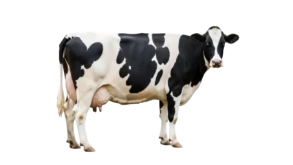 Fototapete Rund Kuh Holstein Friesian cow isolated PNG, black and white dairy cattle on transparent background, farm animal for agricultural and livestock concepts  © Jn