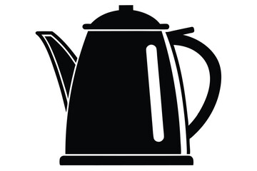 Fototapeta premium Modern Electric Kettle Black and White Silhouette Icon on White Background for Home Kitchen