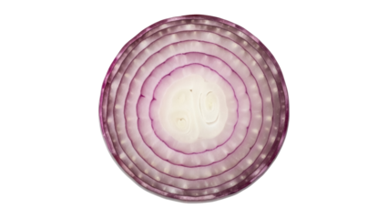 Sliced red onion PNG isolated on transparent background, fresh vegetable with concentric rings for cooking and healthy eating