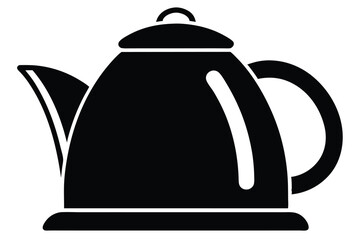 Obraz premium Modern Electric Kettle Black and White Silhouette Icon on White Background for Home Kitchen