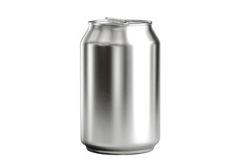 Brushed aluminum beverage can with pull tab against black background drink soda