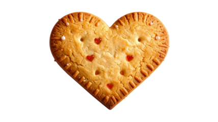 Heart shaped cookie on a transparent background, cut out