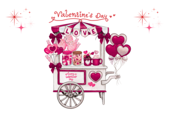 A vintage pink baby carriage with a retro stroller design featuring antique wheels and horse coach style vector elements for a classic transportation illustration
