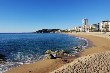 The view of the beach in Lloret De Mar, Costa Brava, Spain