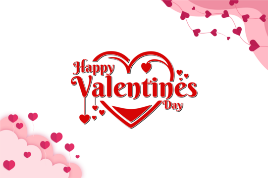 Vector illustration of a red Valentine's Day card background with hearts as a symbol of love and passion, featuring a world travel sticker and a message tag for people to share their feelings - Powered by Adobe