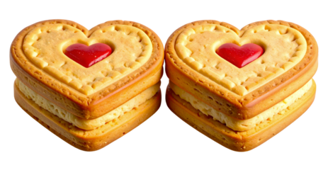 Heart shaped cookie isolated on transparent background Generative Ai.