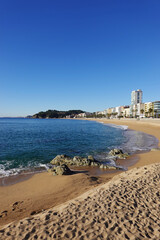 The view of the beach in Lloret De Mar, Costa Brava, Spain